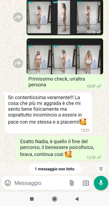 Messaggio reale di una cliente del Metodo FESPA